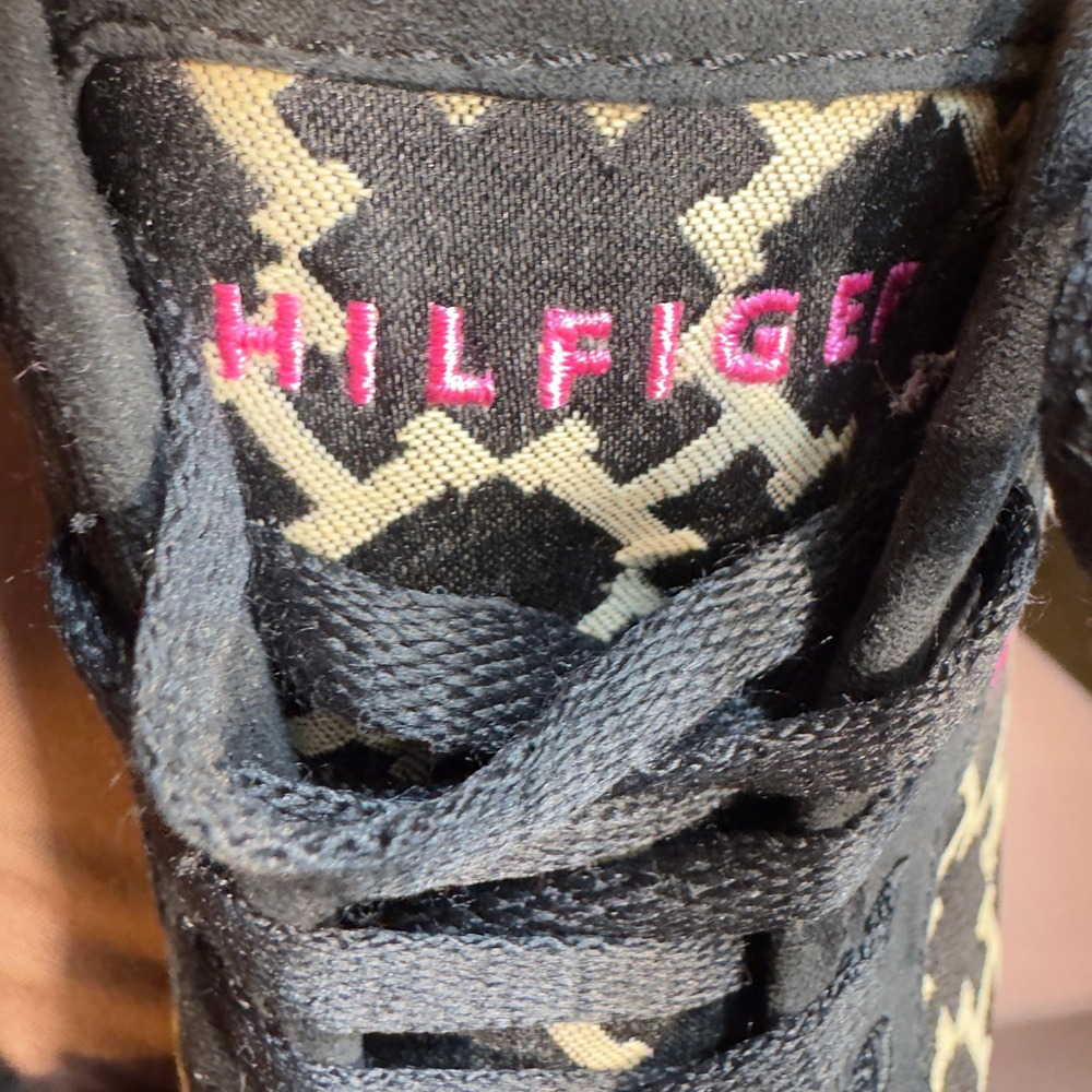 Tommy Hilfiger TWPRINCESS Sneakers Womens 7M Black Pink Monogram Logo Lace Up - Picture 12 of 16
